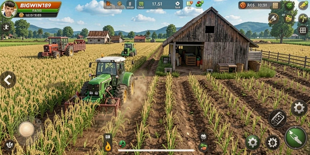 Tampilan gameplay seru di BIGWIN189 dengan aktivitas pertanian yang mengasyikkan.