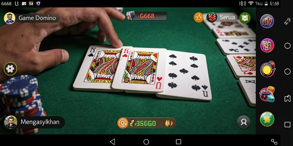 Tampilan screenshot G668 yang menunjukkan keseruan bermain Domino.