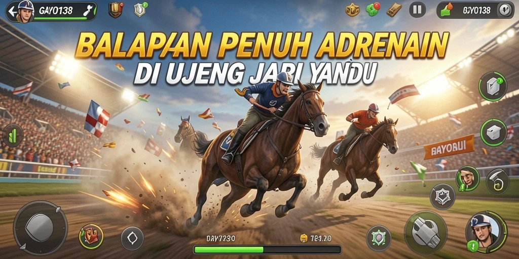 Tampilan gameplay menegangkan dan mobil balap yang menarik di GAYO138.