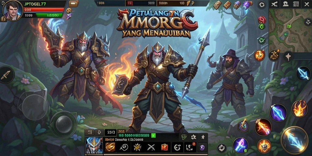 Screenshot gameplay JPTOGEL77 menunjukkan aksi fantastis dalam MMORPG.
