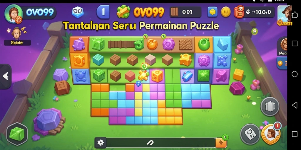 Tangkapan layar gameplay OVO99 menampilkan tantangan puzzle yang menarik.