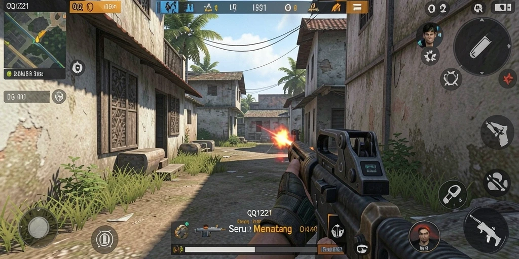 Gameplay mendebarkan dengan aksi intens di QQ1221.
