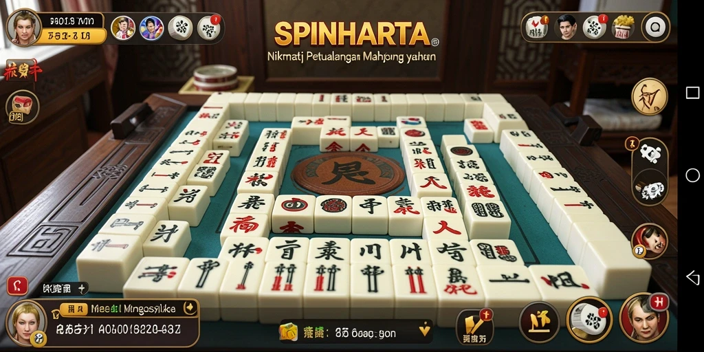 Gameplay seru SPINHARTA dengan tantangan Mahjong yang menarik.