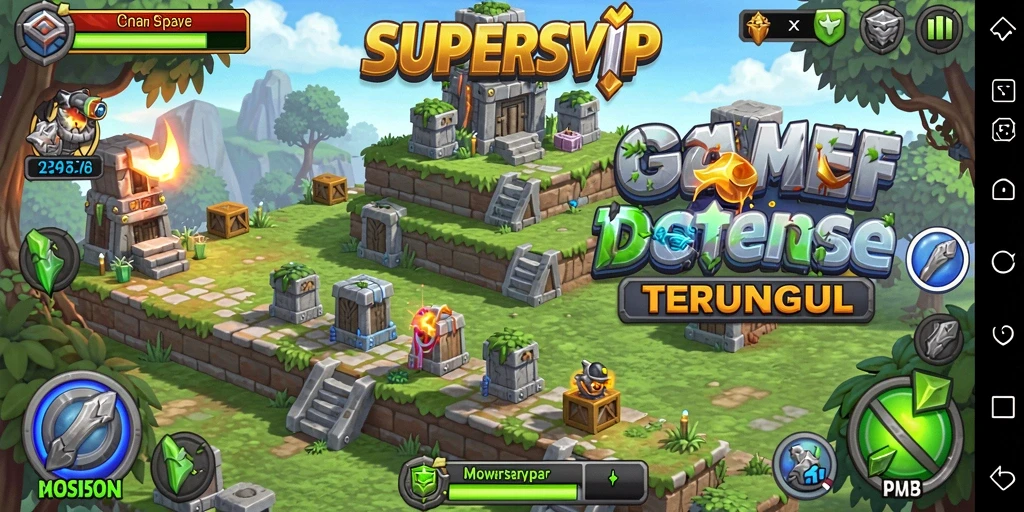 Gameplay menegangkan dari SUPERSVIP dalam genre Tower Defense.