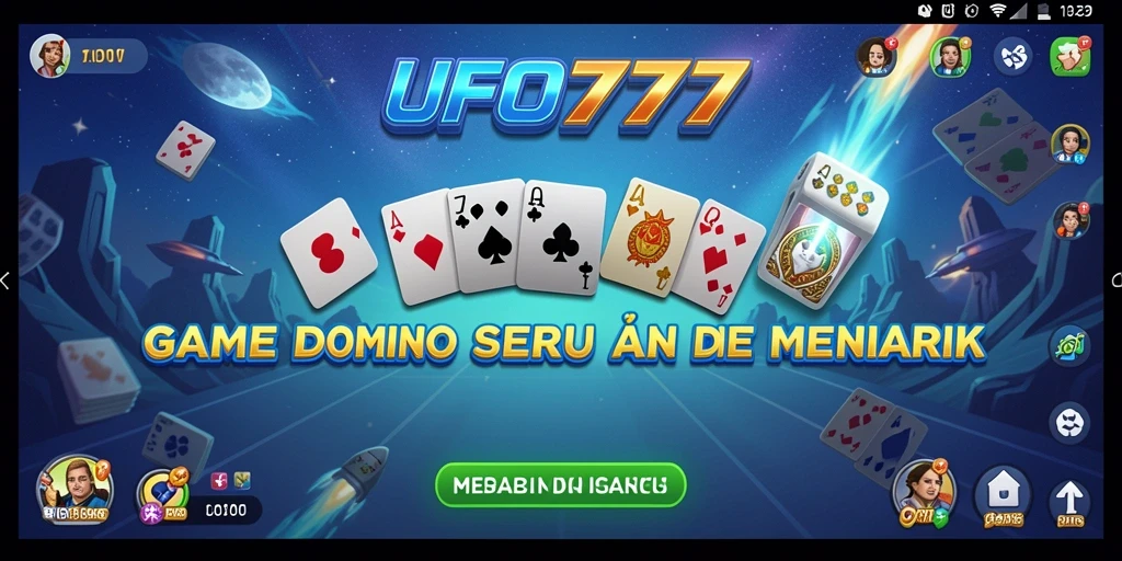 Screenshot gameplay UFO777 menunjukkan suasana permainan domino yang seru dan interaktif.