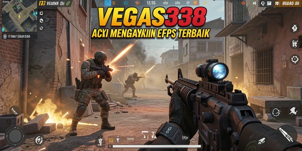 Screenshot memperlihatkan aksi menembak yang mendebarkan di VEGAS338.